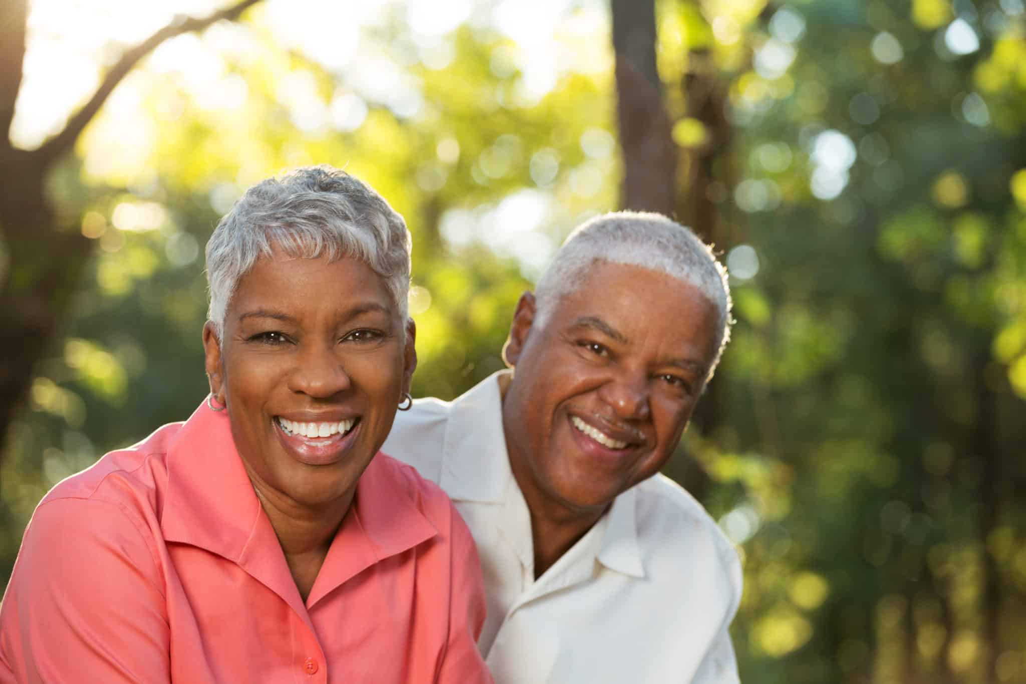Happy elderly couple smiling