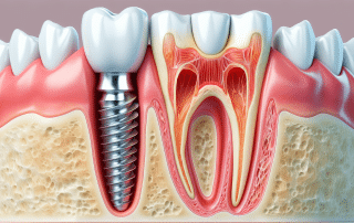 Illustration of jawbone preservation with dental implants